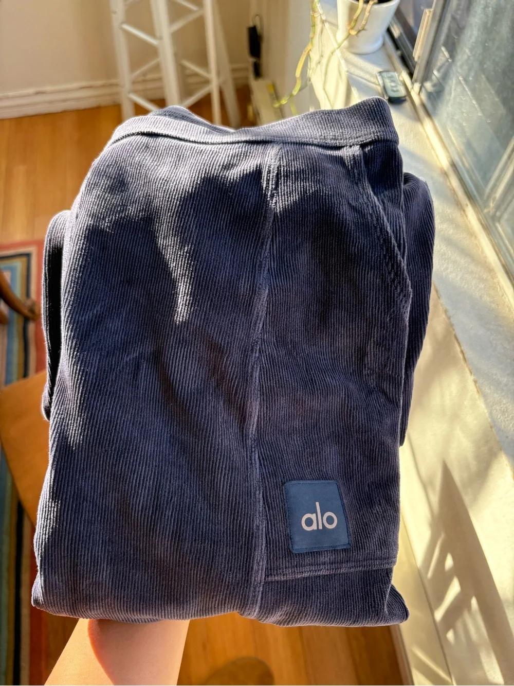 ALO Yoga Women's Boot Cut Corduroy Pants in Navy